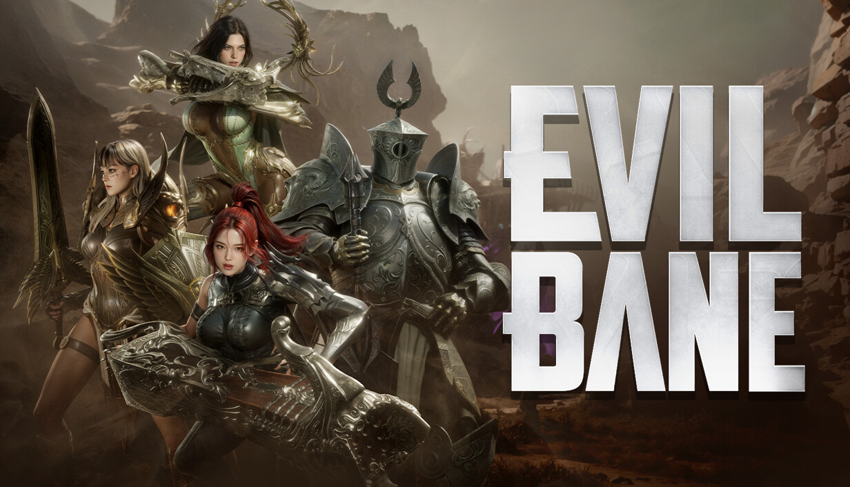 EVILBANE key art with the four playable characters